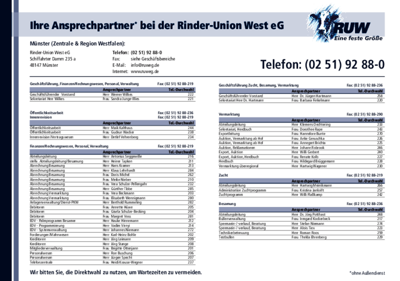 Korrektur Ruw Ansprechpartnerliste Rinder Union West